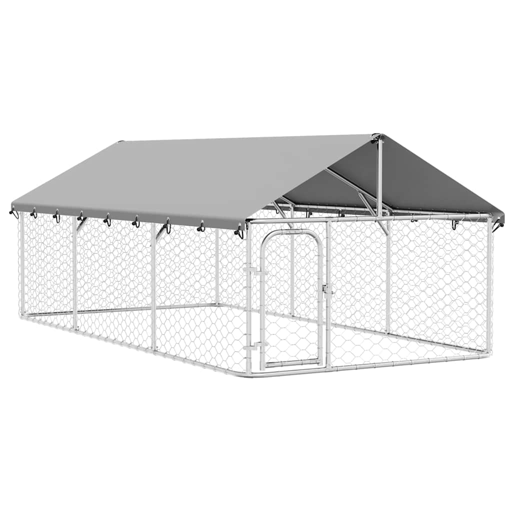 Utendørs hundegård med tak 400x200x150 cm