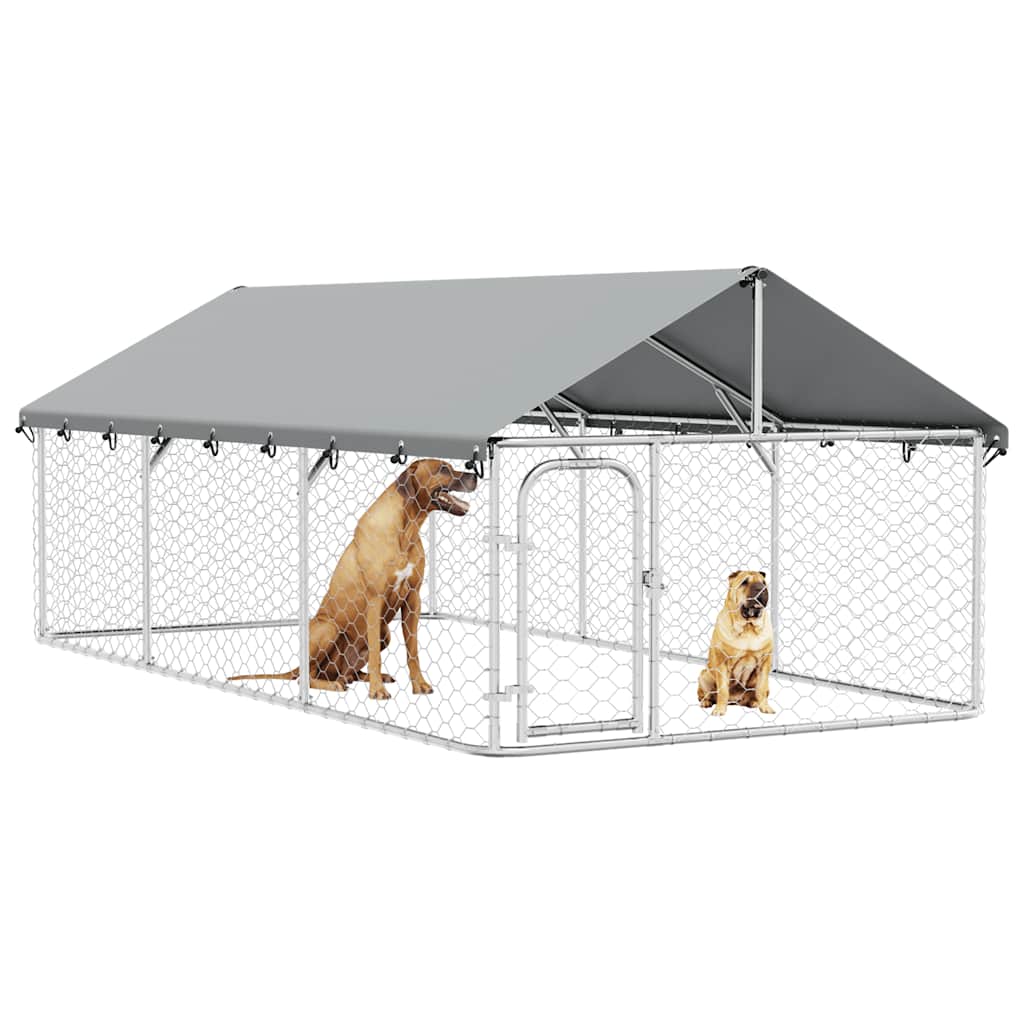 Utendørs hundegård med tak 400x200x150 cm