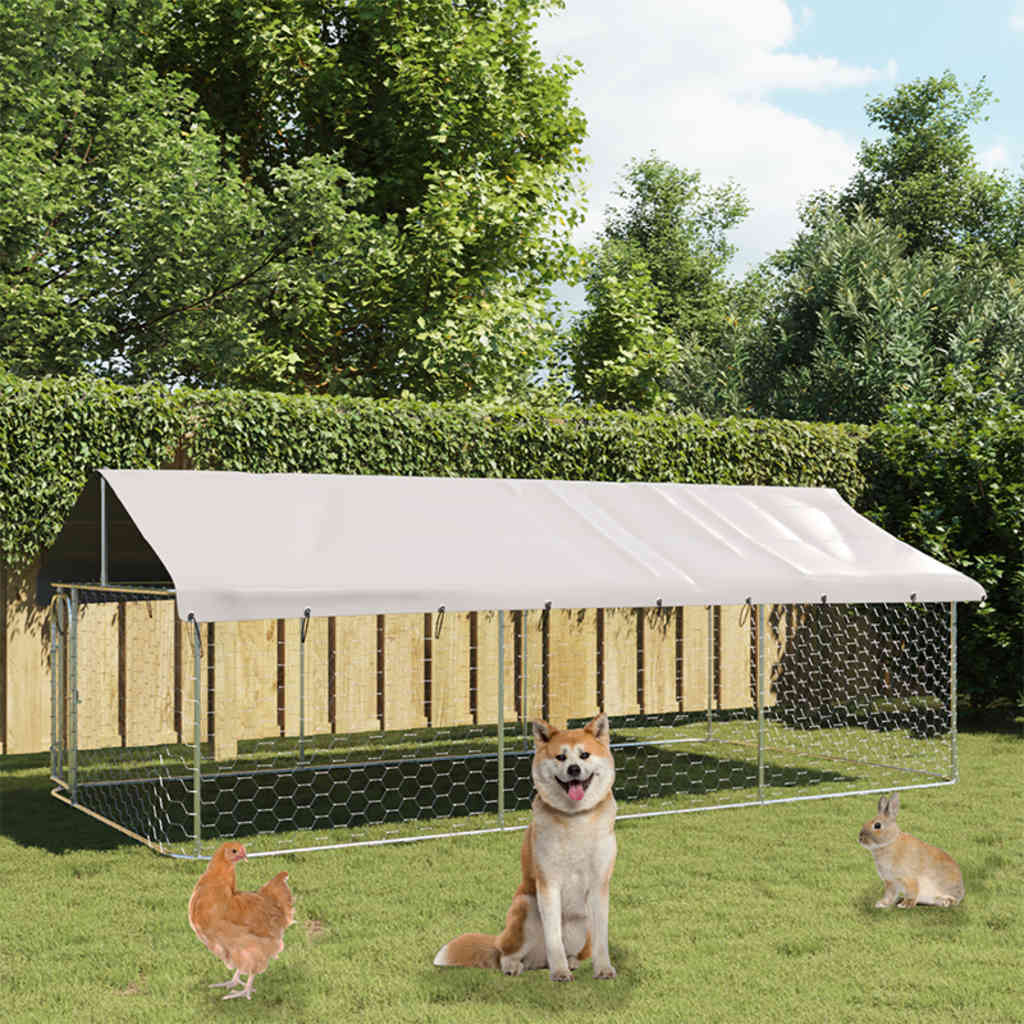 Utendørs hundegård med tak 400x200x150 cm