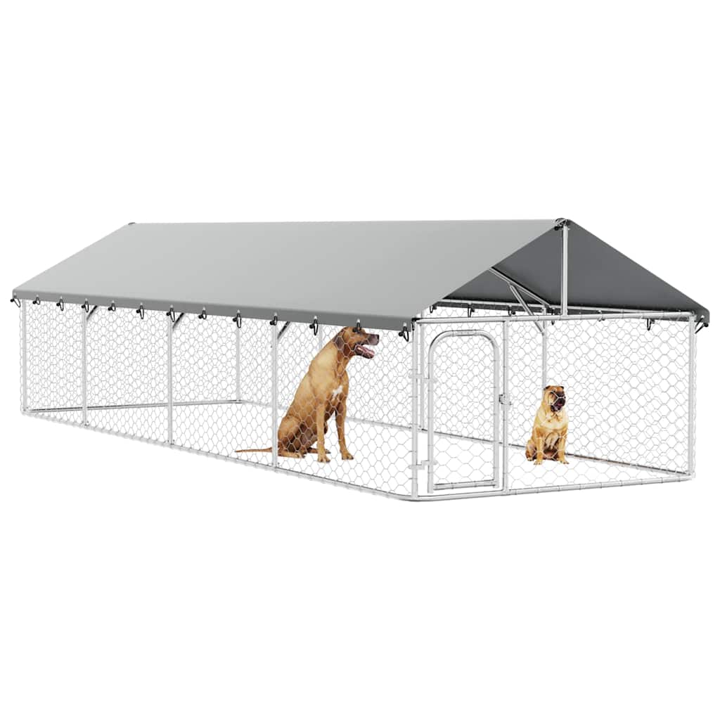 Utendørs hundegård med tak 600x200x150 cm