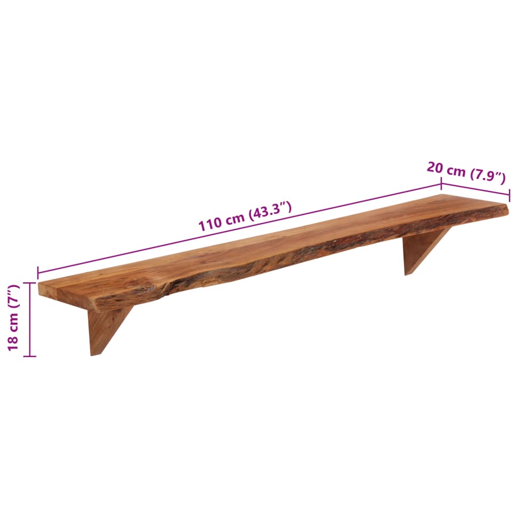 Vegghyller 2 stk 110x20x18 cm heltre akasie