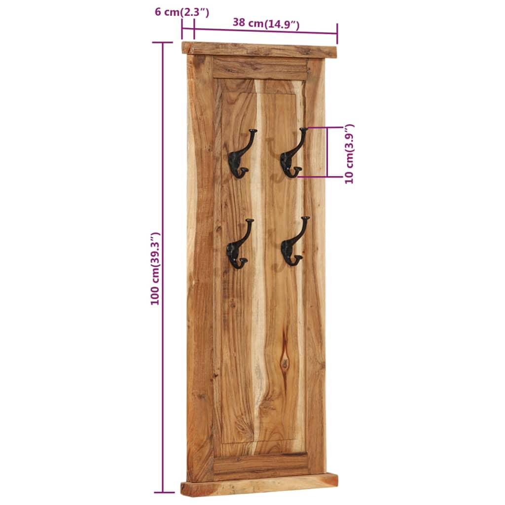 Kleshengere 2 stk heltre akasie 38x100 cm