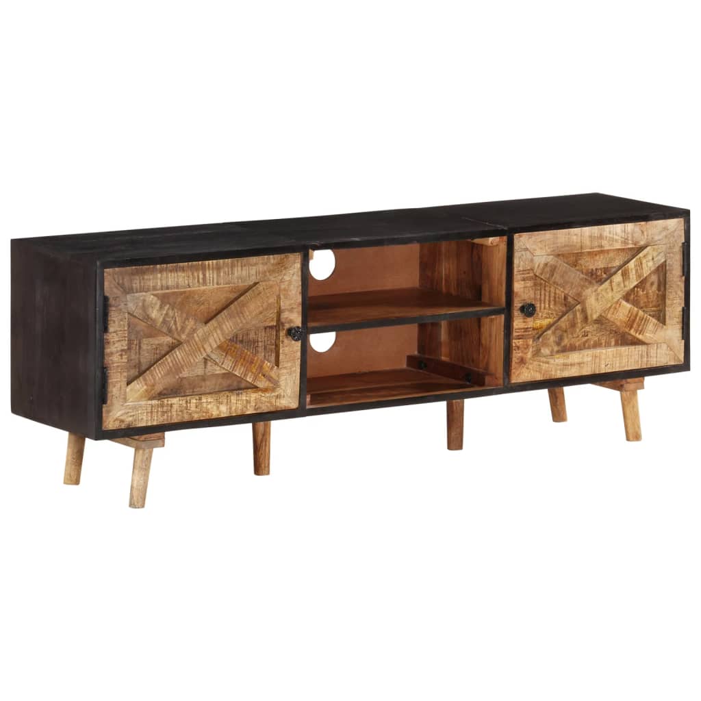 TV-benk 140x30x46 cm grovt mangotre og heltre akasie