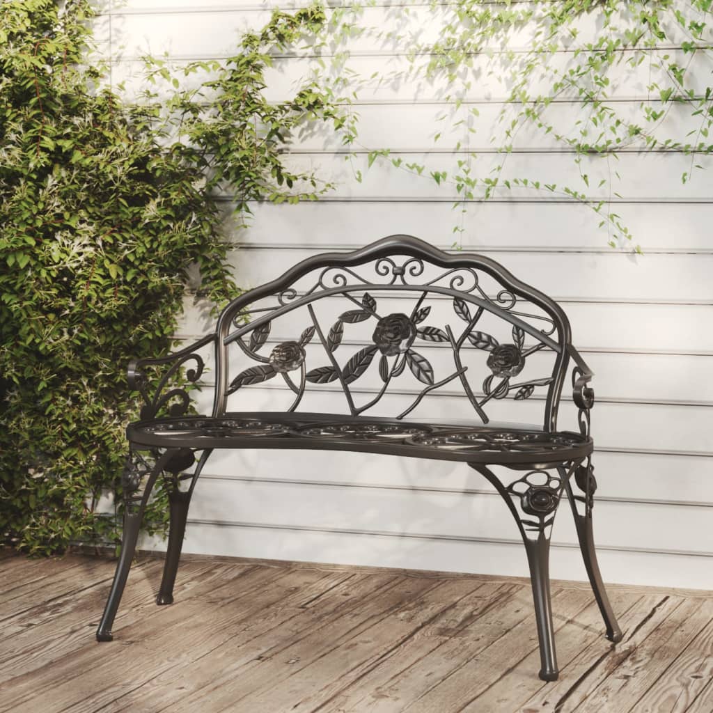 Hagebenk 100 cm støpt aluminium svart vidaXL