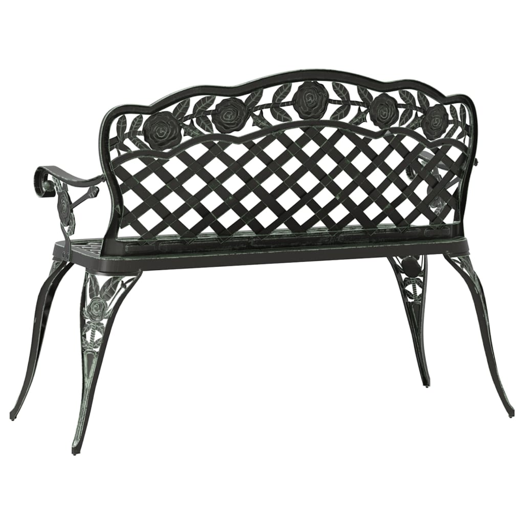 Hagebenk 108 cm støpt aluminium grønn