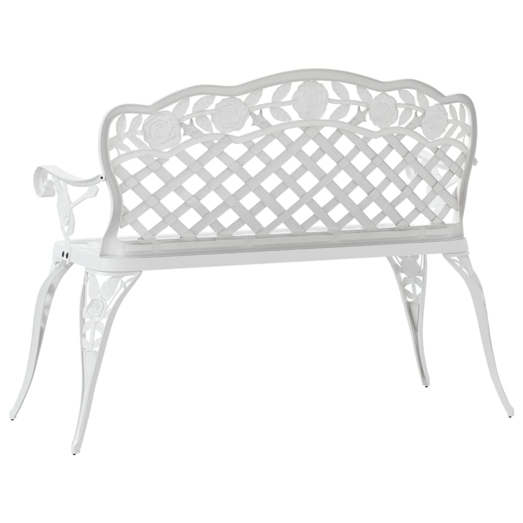 Hagebenk 108 cm støpt aluminium hvit