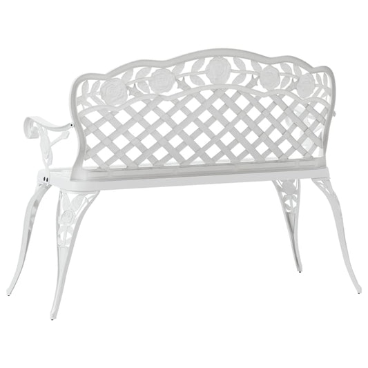 Hagebenk 108 cm støpt aluminium hvit