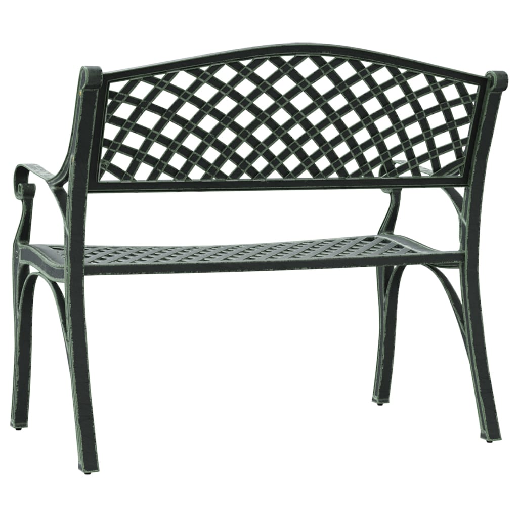Hagebenk 102 cm støpt aluminium grønn