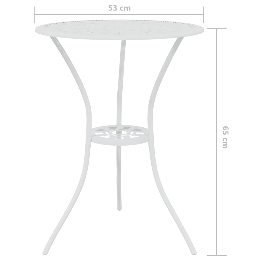 Bistrosett 3 deler støpt aluminium hvit