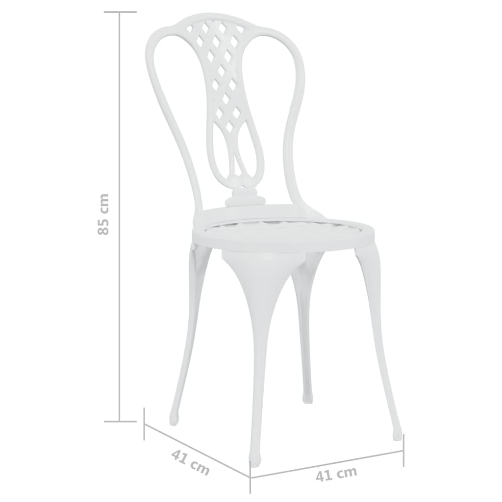Bistrosett 3 deler støpt aluminium hvit