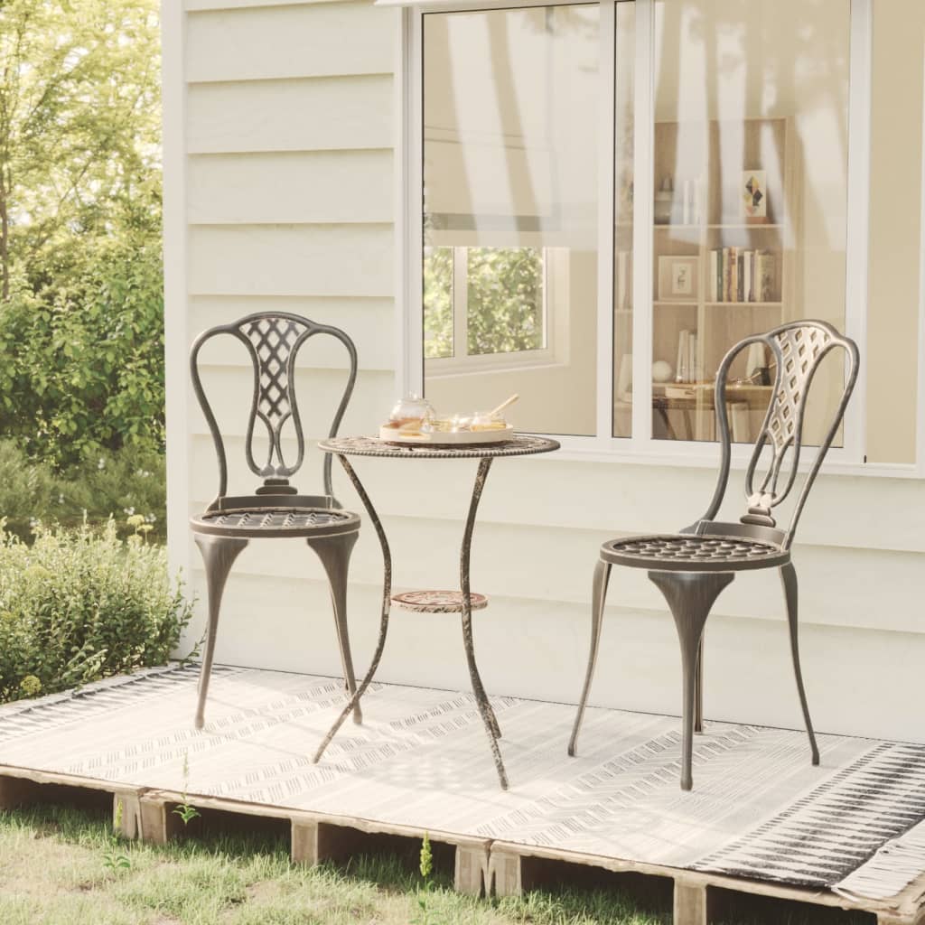 Bistrosett 3 deler støpt aluminium bronse