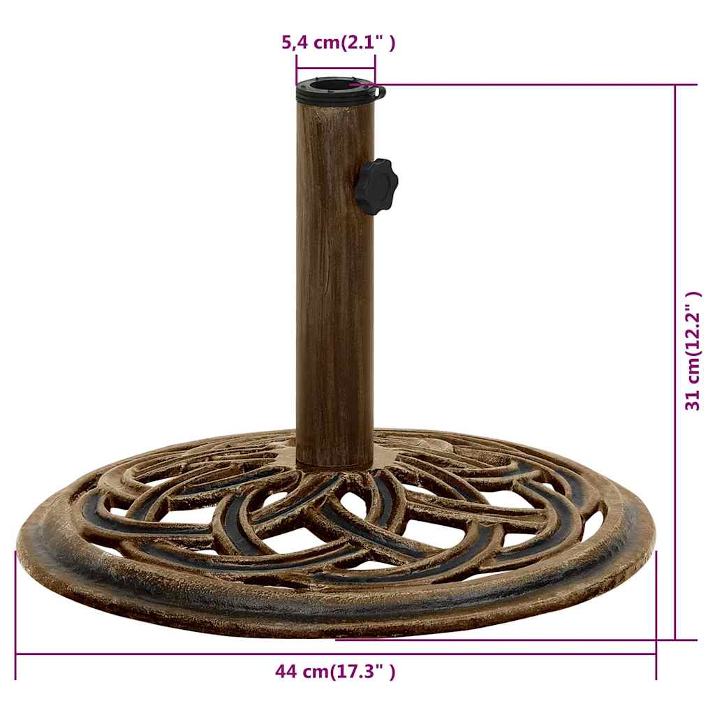Parasollbase bronse 44x44x31 cm støpejern vidaXL