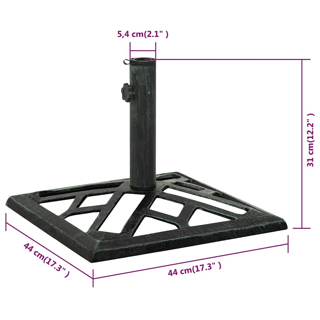 Parasollbase grønn 44x44x31 cm støpejern vidaXL