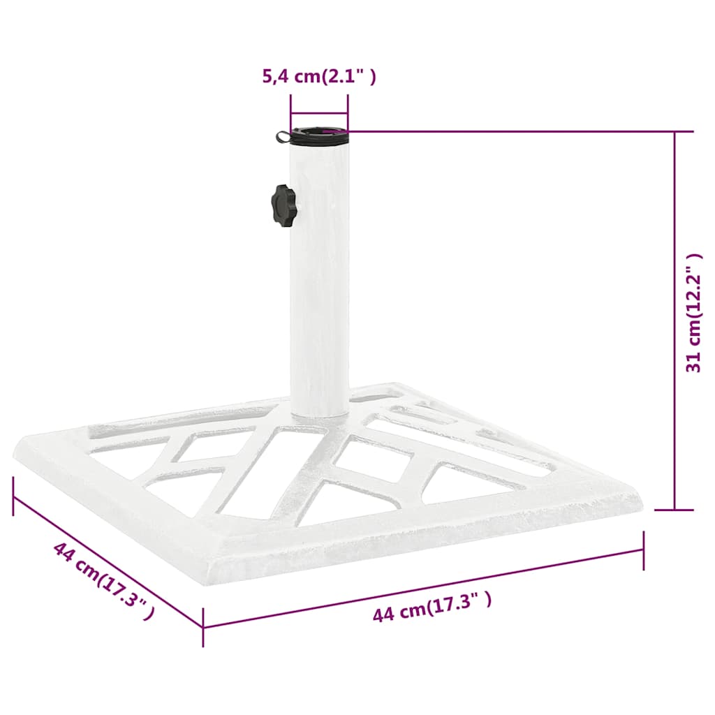 Parasollbase hvit 44x44x31 cm støpejern vidaXL