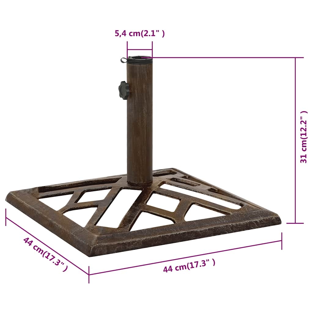 Parasollbase bronse 44x44x31 cm støpejern vidaXL