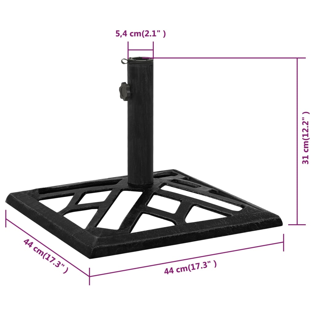 Parasollbase svart 44x44x31 cm støpejern vidaXL