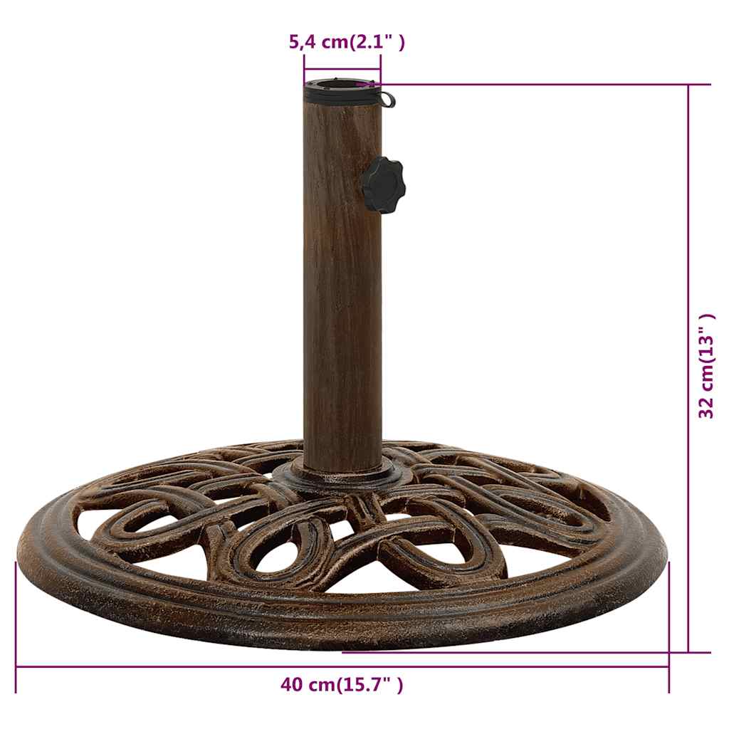 Parasollbase bronse 40x40x32 cm støpejern vidaXL