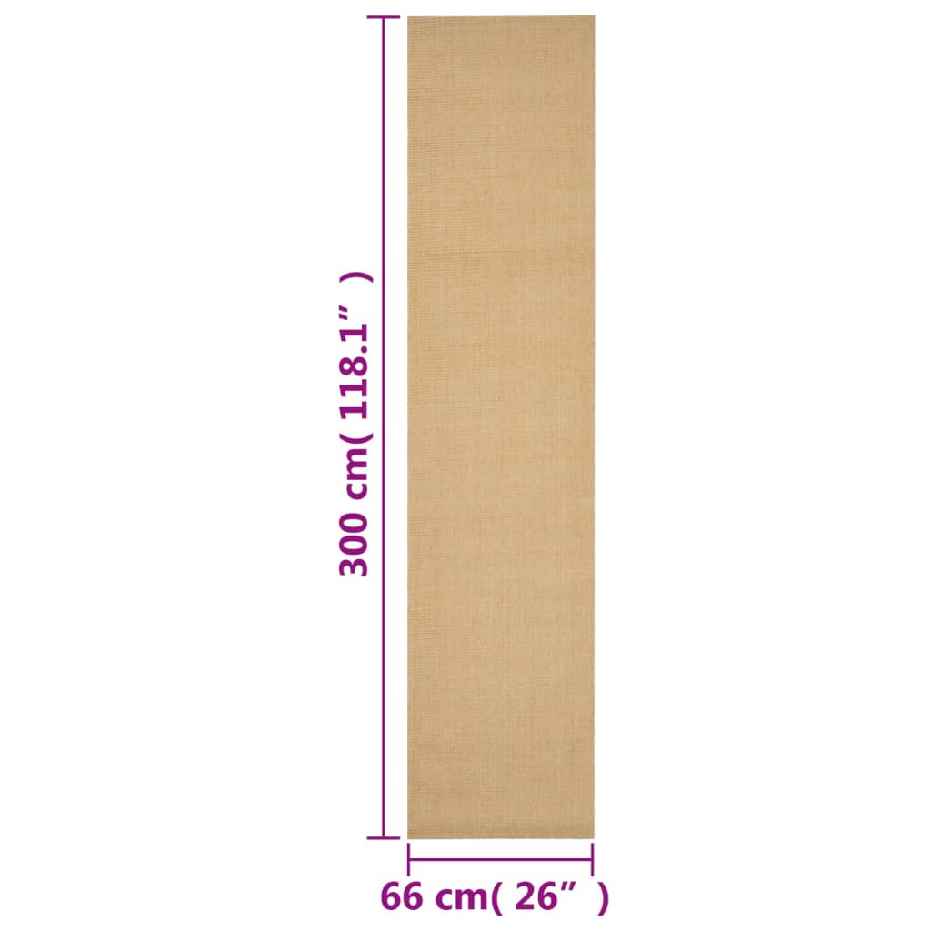 Teppe naturlig sisal 66x300 cm