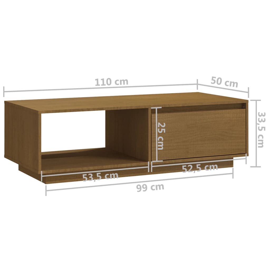 Salongbord 110x50x33,5 cm heltre furu honningbrun