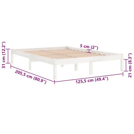 Sengeramme hvit heltre furu 120x200 cm