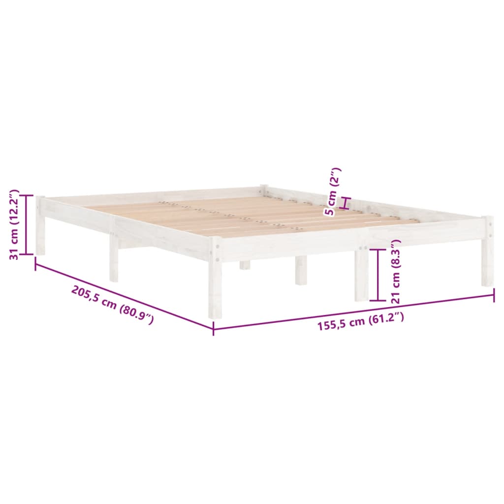 Sengeramme hvit heltre 150x200 cm King Size