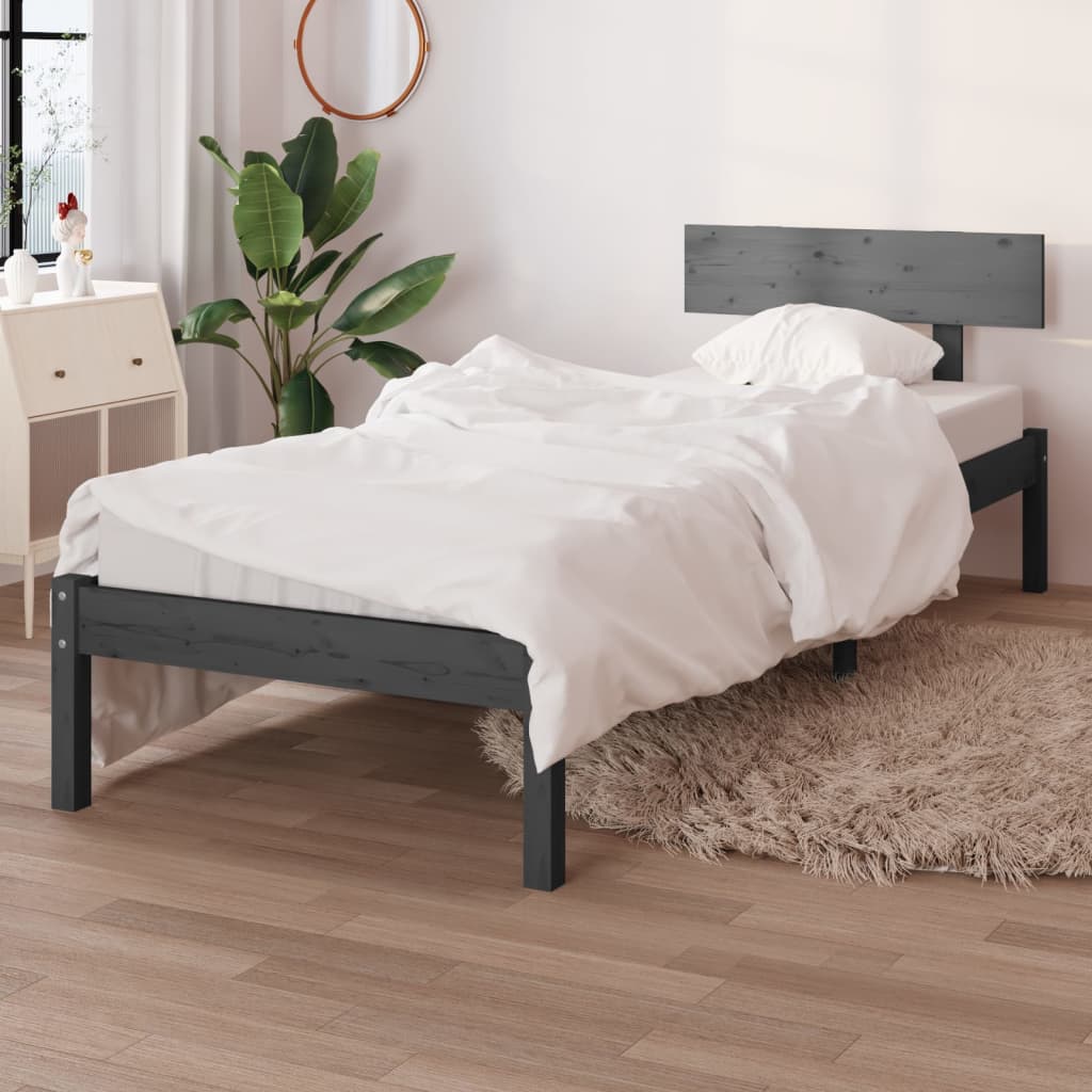 Sengeramme grå heltre furu 100x200 cm