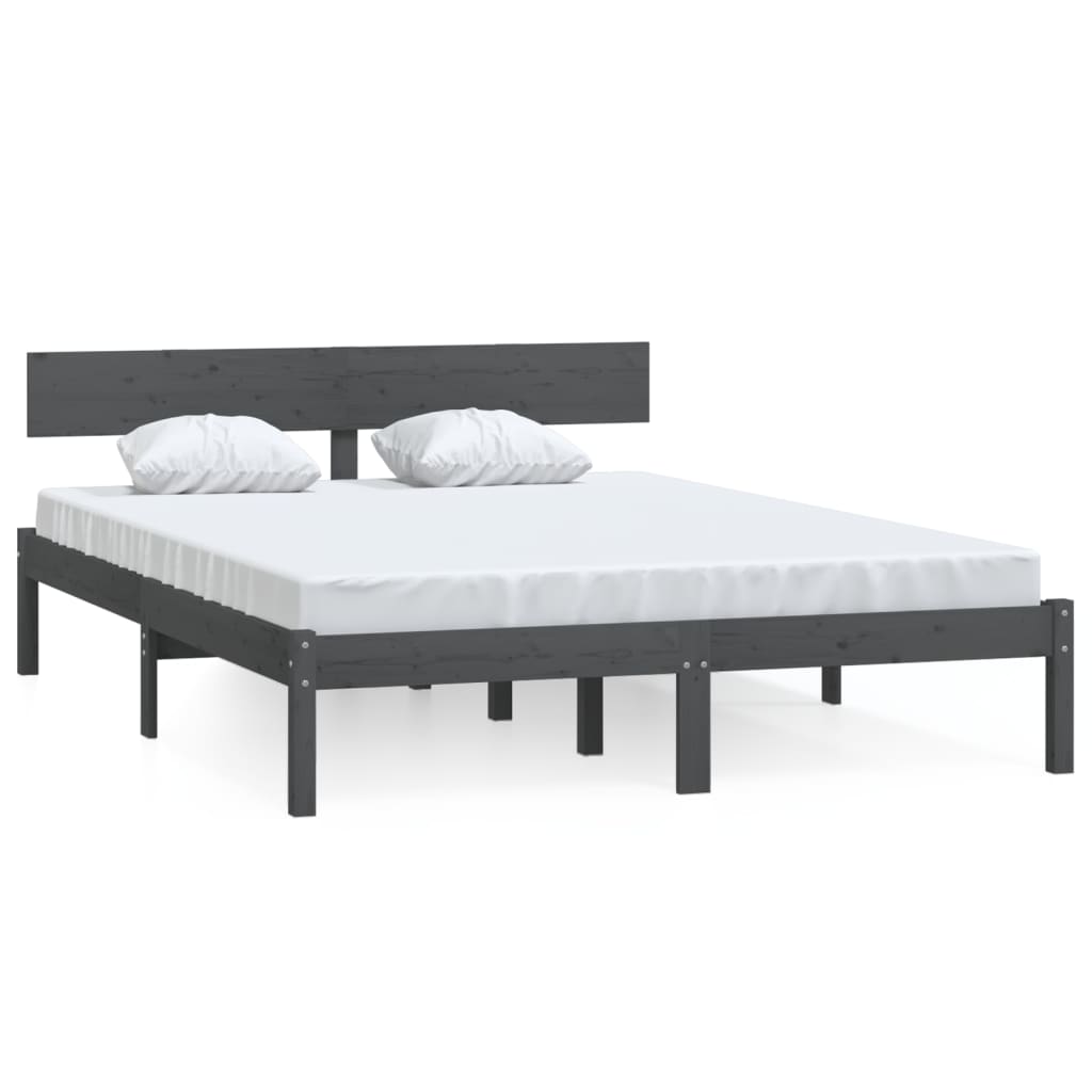 Sengeramme grå heltre furu 150x200 cm King Size