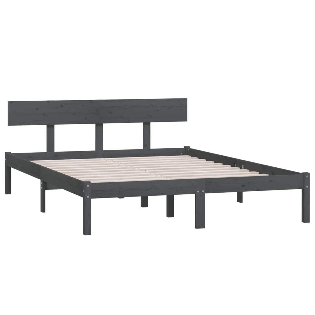 Sengeramme grå heltre furu 150x200 cm King Size