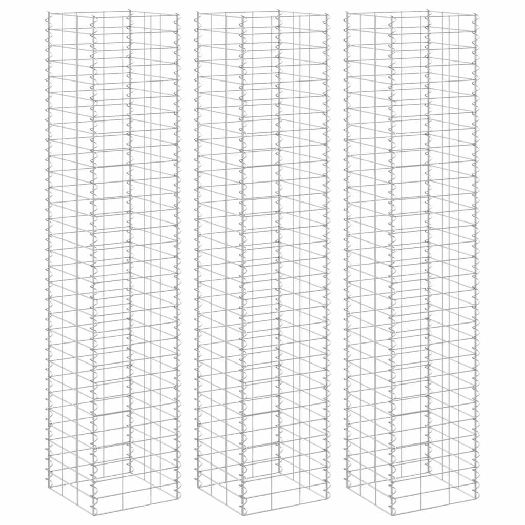Gabion høybed 3 stk 30x30x150 cm jern vidaXL