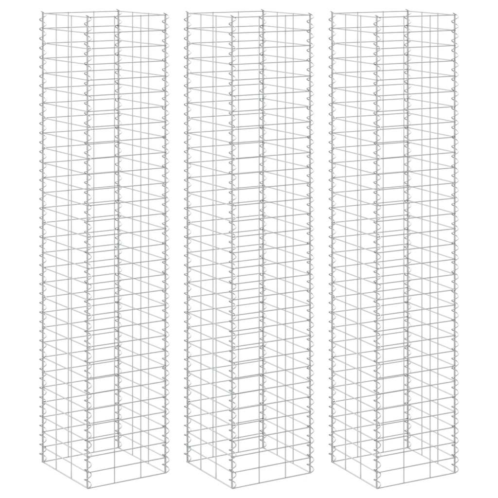 Gabion høybed 3 stk 30x30x200 cm jern vidaXL