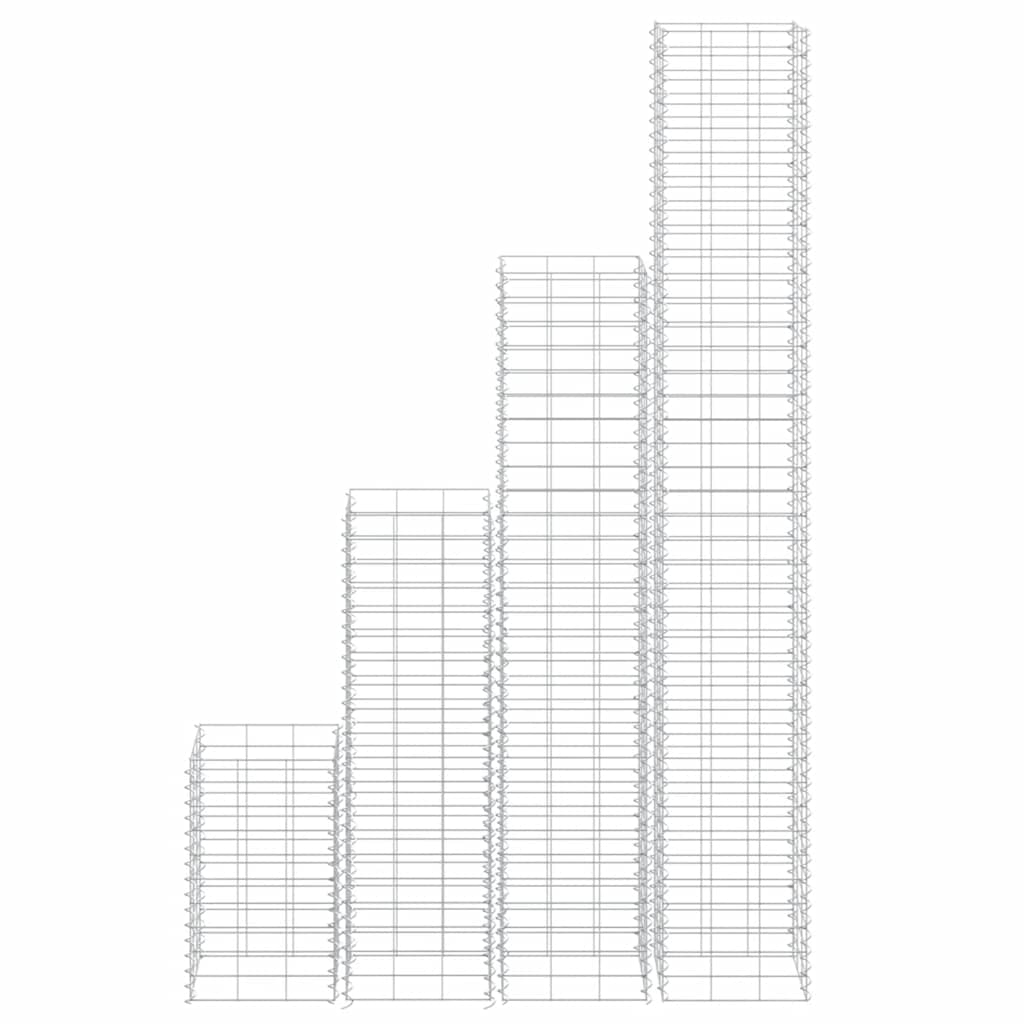 Gabion høybed 4 stk 30x30x50/100/150/200 cm jern vidaXL