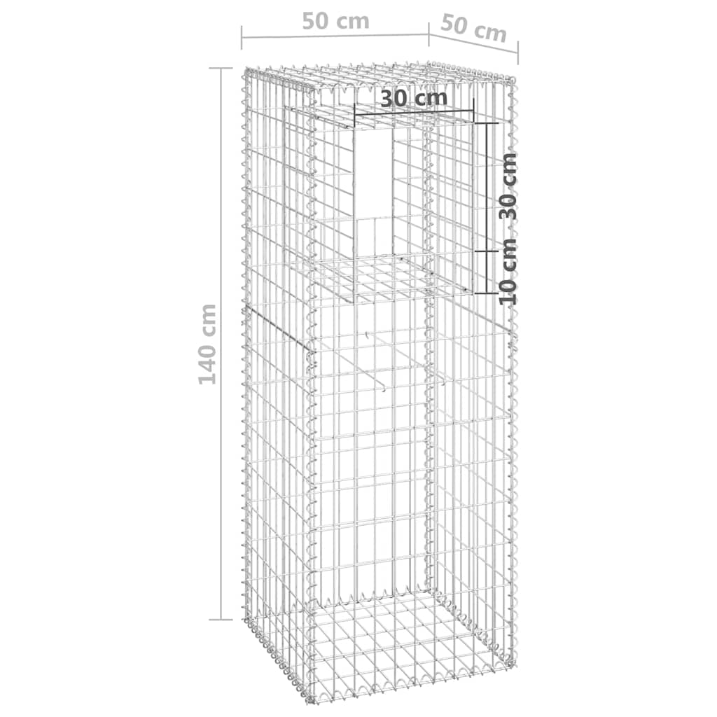 Gabionstolpe 50x50x140 cm jern vidaXL