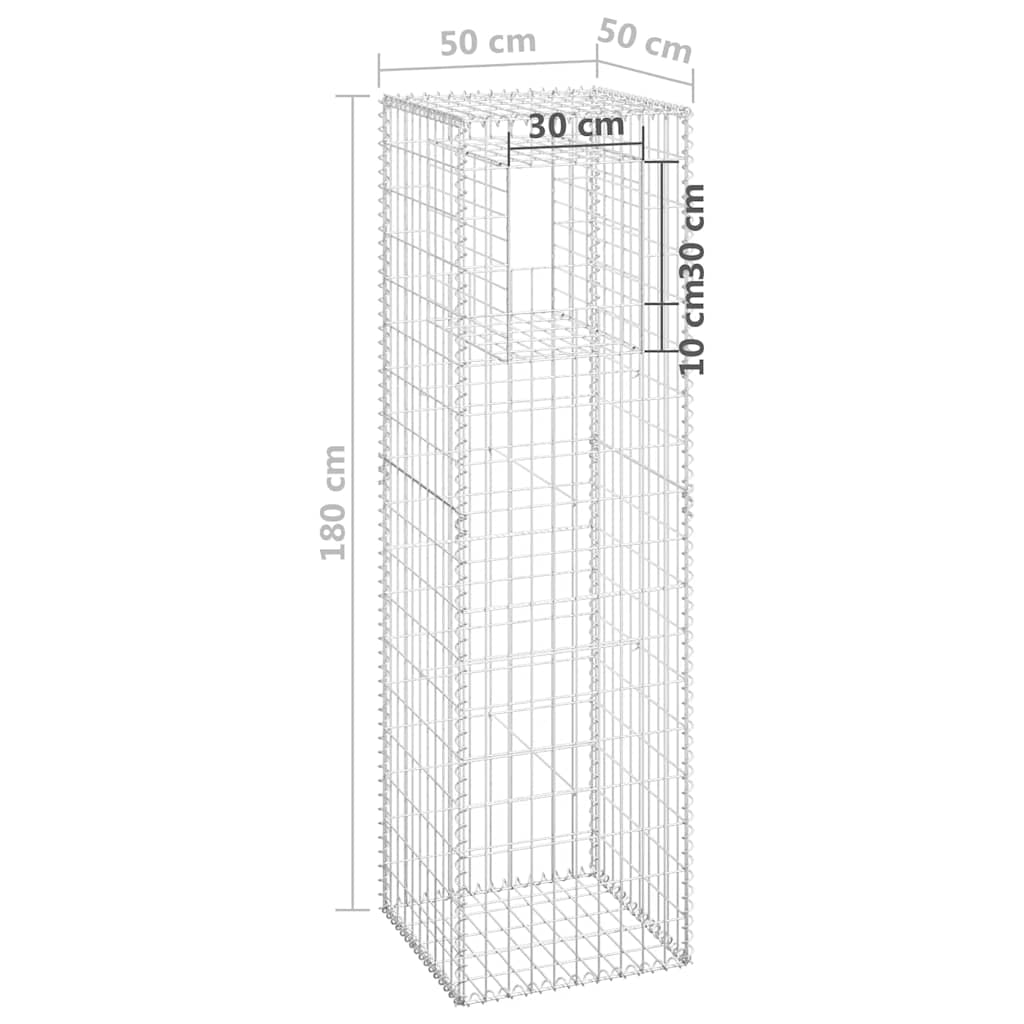 Gabionstolpe 50x50x180 cm jern vidaXL