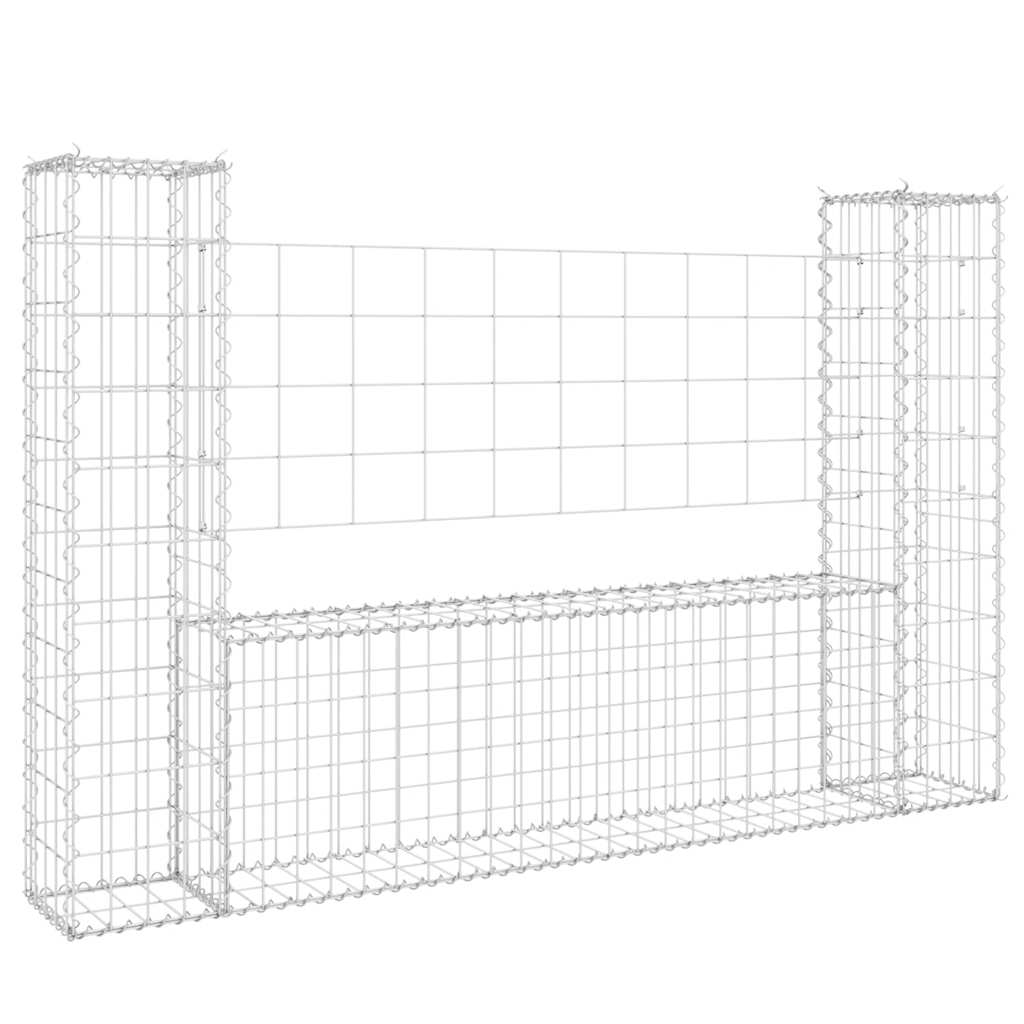 Gabionkurv u-formet med 2 stolper jern 140x20x100 cm vidaXL