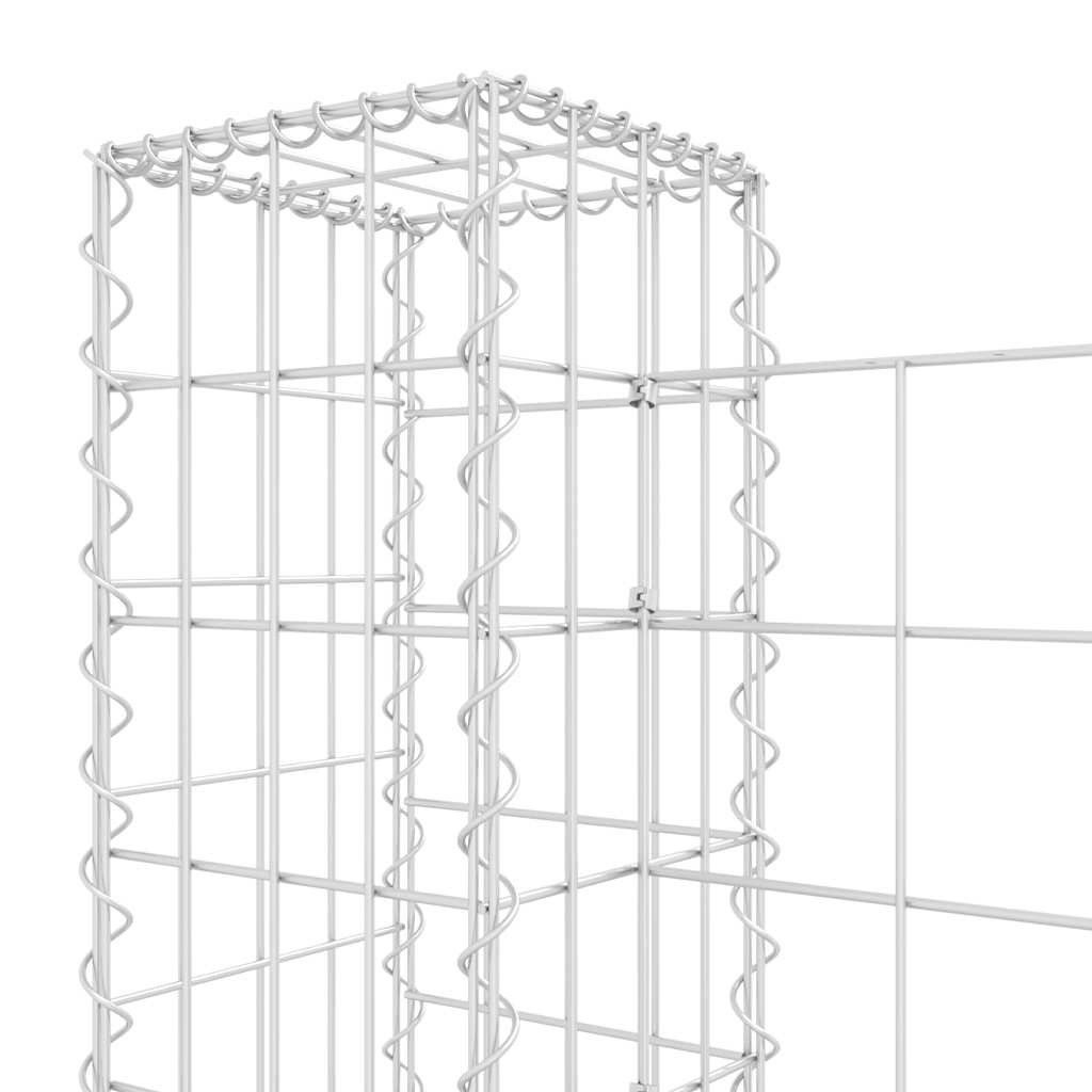 Gabionkurv u-formet med 2 stolper jern 140x20x100 cm vidaXL