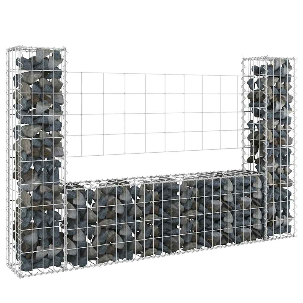 Gabionkurv u-formet med 2 stolper jern 140x20x100 cm vidaXL