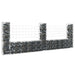Gabionkurv u-formet med 3 stolper jern 260x20x100 cm vidaXL