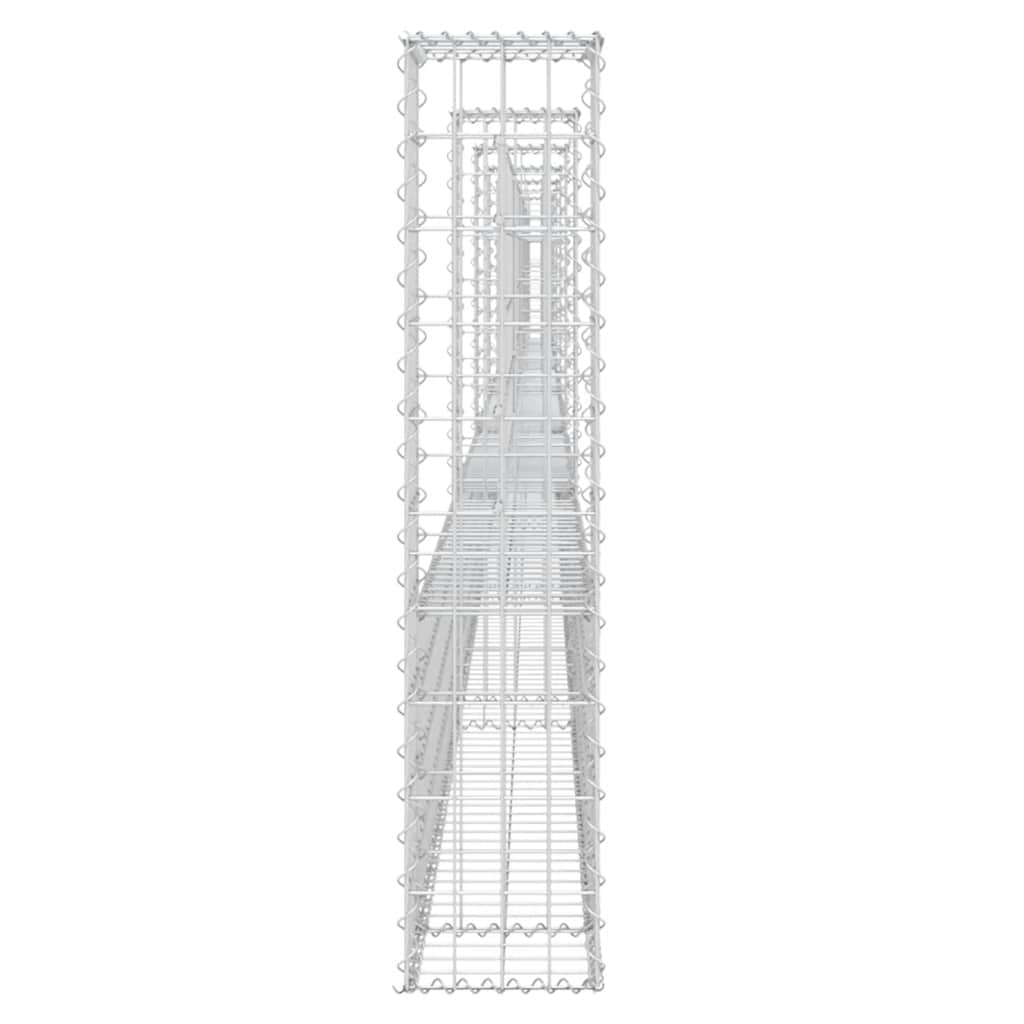 Gabionkurv u-formet med 7 stolper jern 740x20x100 cm