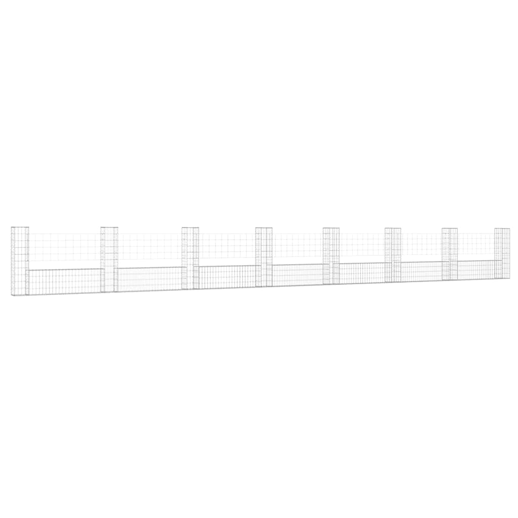 Gabionkurv u-formet med 8 stolper jern 860x20x100 cm vidaXL