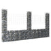 Gabionkurv u-formet med 3 stolper 260x20x150 cm jern