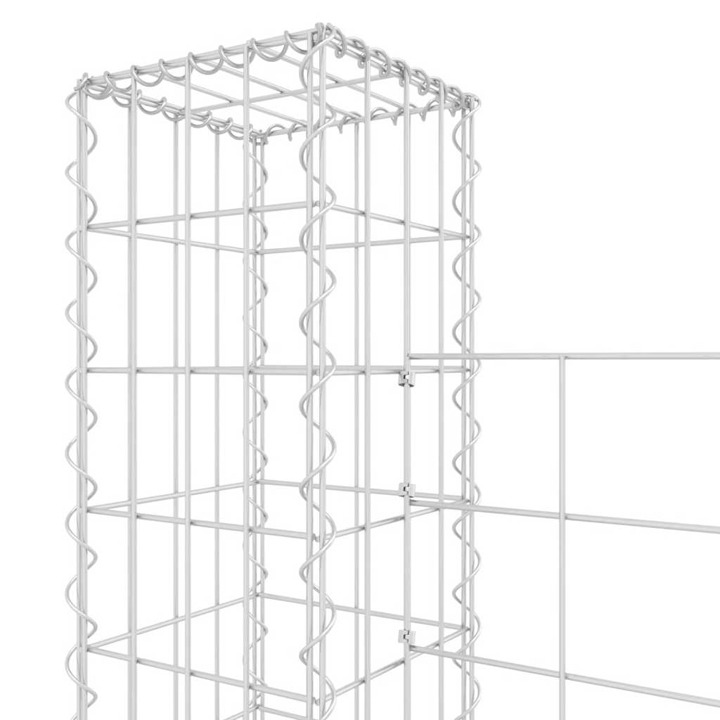 Gabionkurv u-formet med 5 stolper 500x20x150 cm jern vidaXL