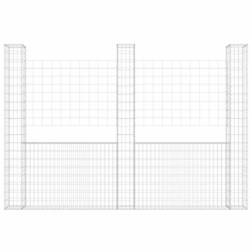 Gabionkurv u-formet med 3 stolper jern 260x20x200 cm vidaXL