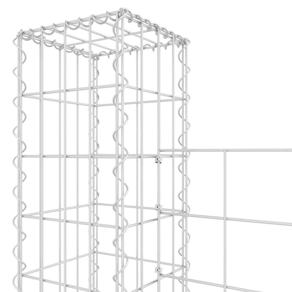 Gabionkurv u-formet med 3 stolper jern 260x20x200 cm vidaXL
