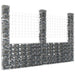 Gabionkurv u-formet med 3 stolper jern 260x20x200 cm vidaXL