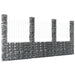 Gabionkurv u-formet med 4 stolper jern 380x20x200 cm vidaXL