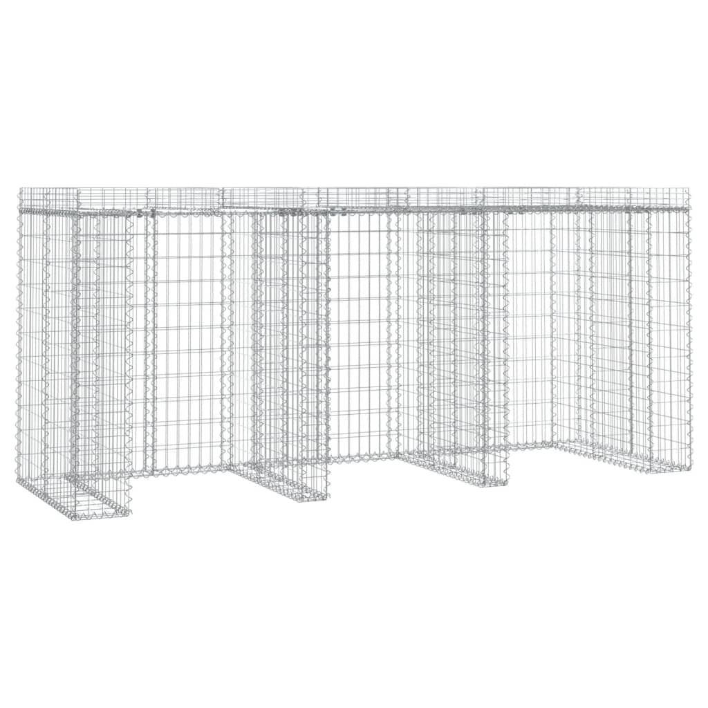 Gabionvegg for søppelkasse 270x91x120 cm galvanisert jern
