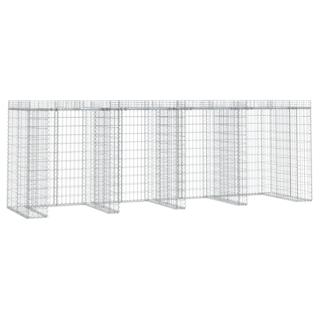 Gabionvegg for søppelkasse 350x91x120 cm galvanisert jern vidaXL