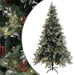 Forhåndsbelyst juletre med kongler grønn og hvit 195 cm PVC PE