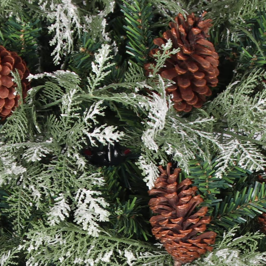 Forhåndsbelyst juletre med kongler grønn og hvit 195 cm PVC PE