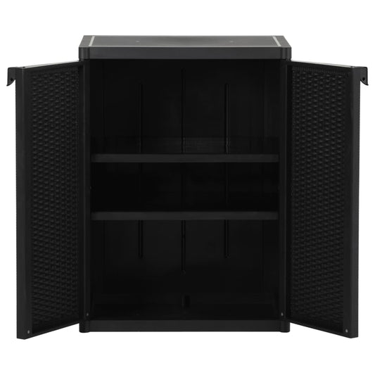 Oppbevaringsskap for hage 65x45x88 cm PP svart rotting